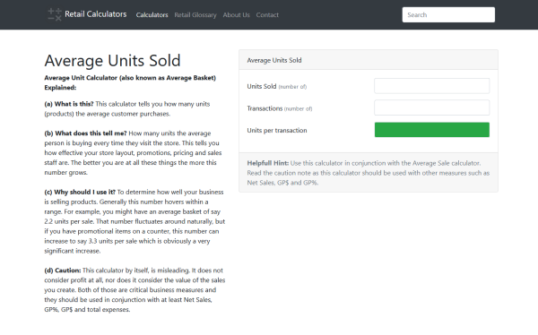 retail calculators application